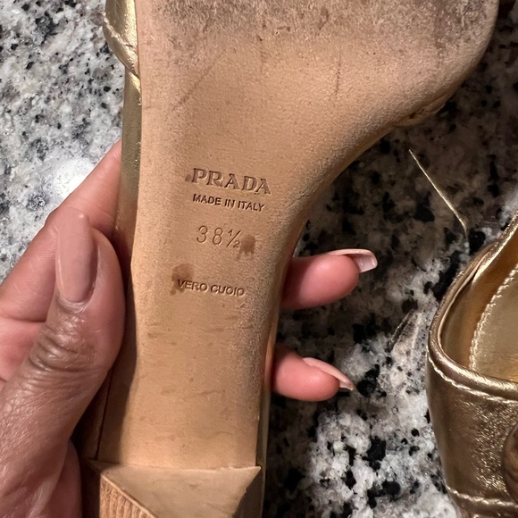 Prada Gold Leather Slide Sandals - Size 38.5 ( US 8.5) - Picture 5 of 6